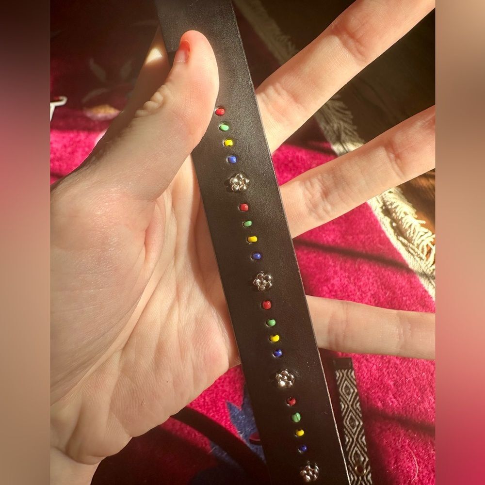 Embellished Black Leather Belt